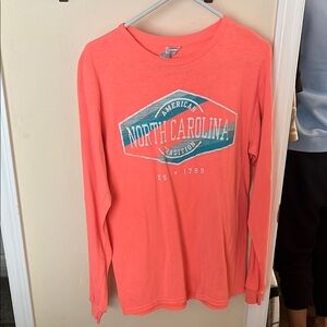 Pink and Blue Long Sleeve T-Shirt with Graphic Design